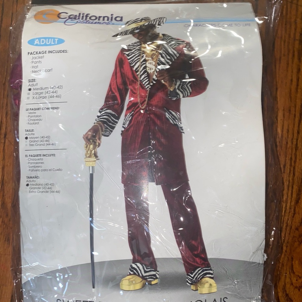 Pimp Costume Mens Size Medium